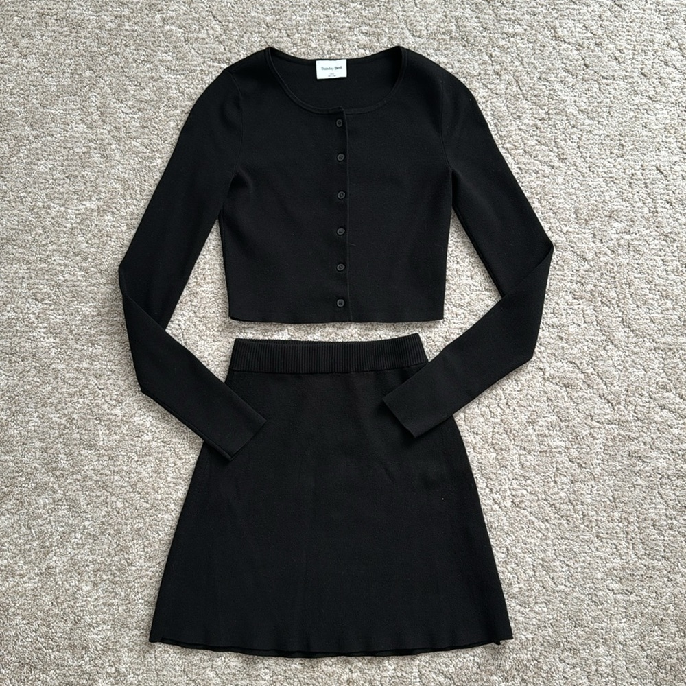 Cardigan Button Up Top and Skirt Set - Picture 4 of 5